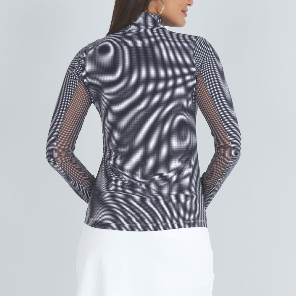 Ibkul Mini Check Mock Neck Top - Picture 3 of 12